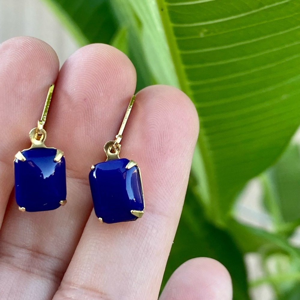 Dark blue vintage earrings brand new - Picture 2 of 3